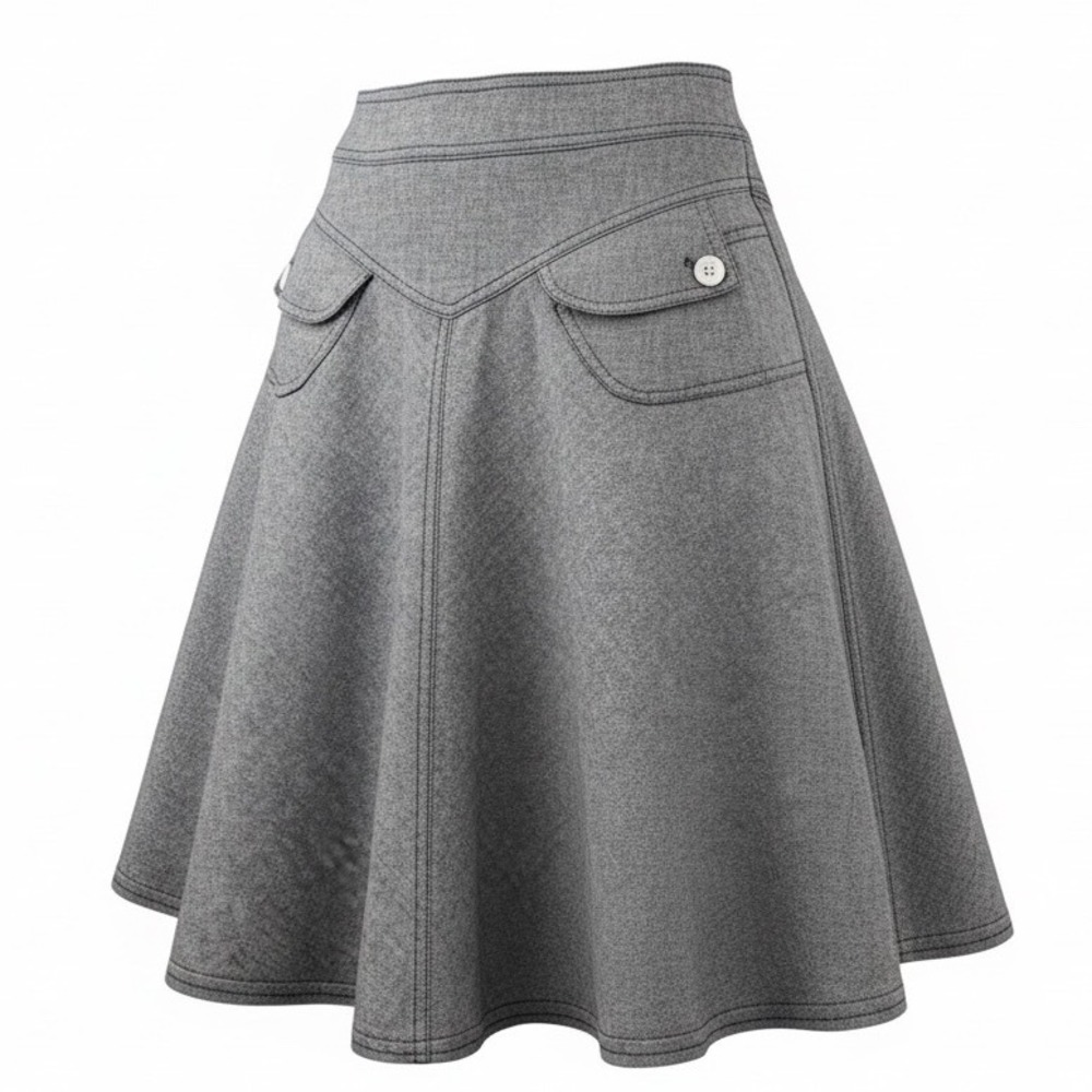 Necessary Objects Blue A-Line Midi Skirt Womens Medium Made in USA preppy office